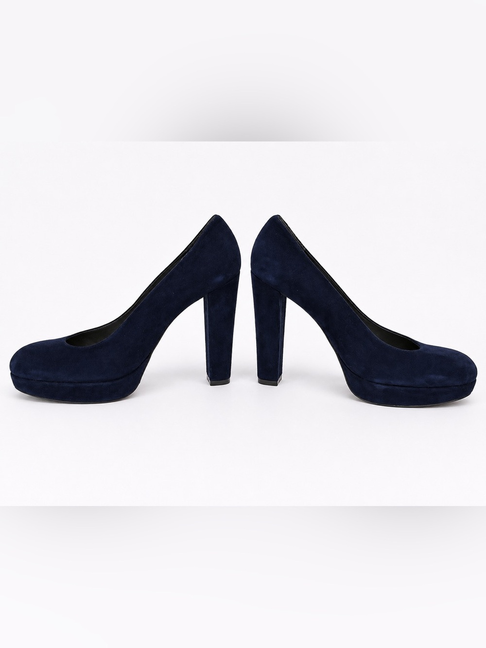 NWOT Stuart Weitzman Navy Suede Platform Block Heel Pumps Size 10 Made in Spain